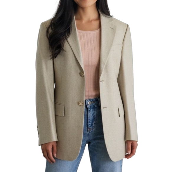 Oscar de la Renta Jackets & Blazers - Oscar de la Renta Tailored Fit Wool Blazer in Sand Dune Size 10 / 12